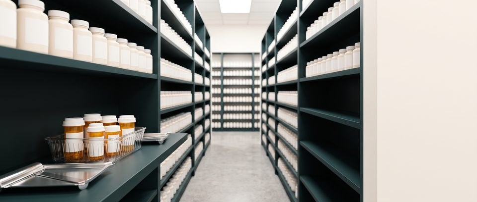The over-the-counter aisle at University Pharmacy.